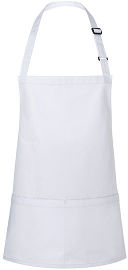 Karlowsky Kurze Latzschrze Basic mit Schnalle und Tasche 75 x 60 cm White