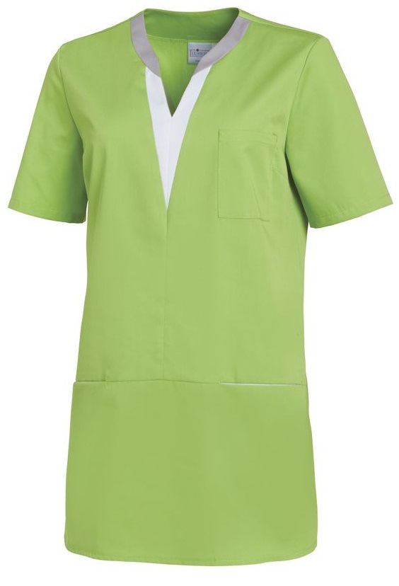 LEIBER-Jobwear, Damen-Schlupfkasack, Arbeits-Berufs-Kasack, maigrün/weiss