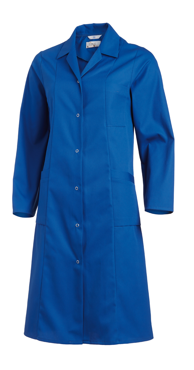 LEIBER-Jobwear, Damen-Arbeits-Mantel, Berufsmantel, Kittel, 1/1 lang, 1/1 Arm, königsblau