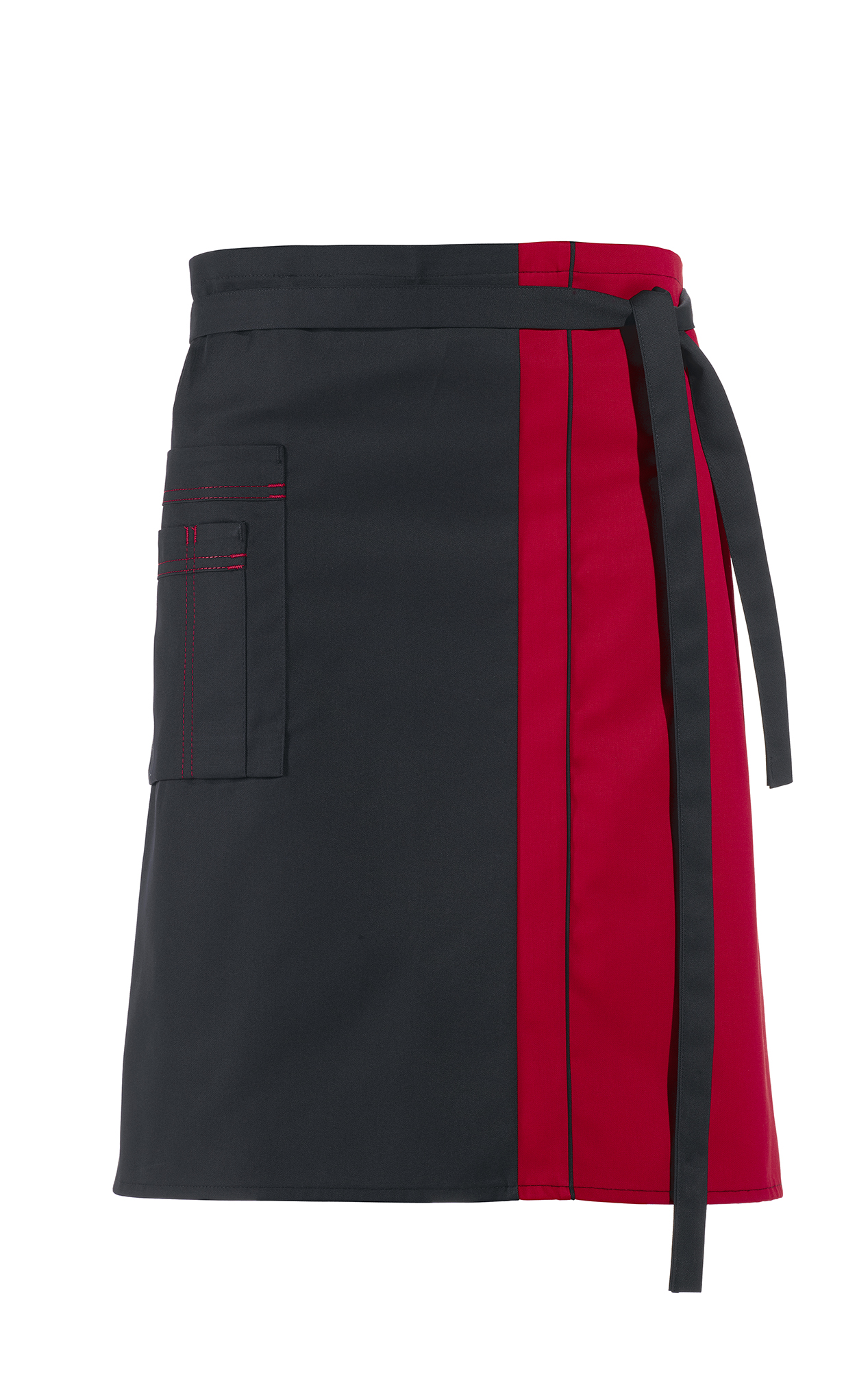 LEIBER-Jobwear, Vorbinder, Gastro-Arbeits-Berufs-Schürze, ca. 215 g/m², schwarz/rot