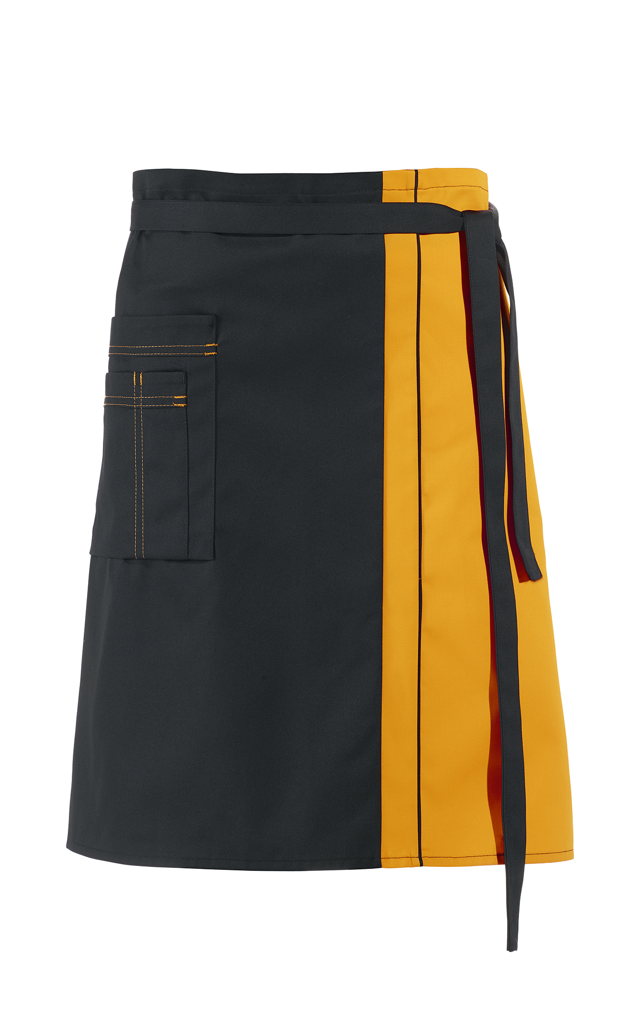 LEIBER-Jobwear, Vorbinder, Gastro-Arbeits-Berufs-Schürze, ca. 215 g/m², schwarz/sun
