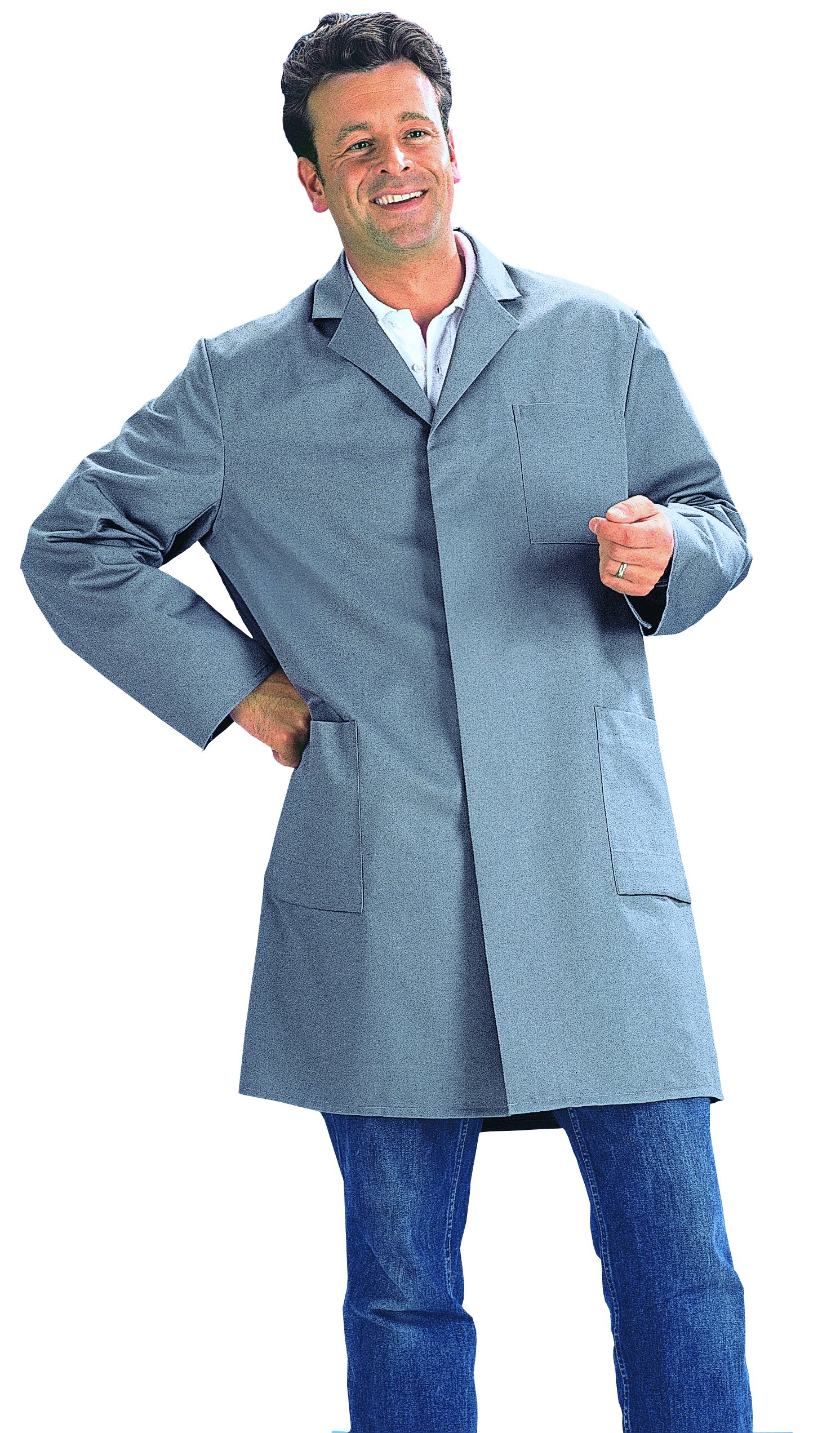 LEIBER-Jobwear, Herren-Arbeits-Mantel, Berufsmantel, Kittel, grau