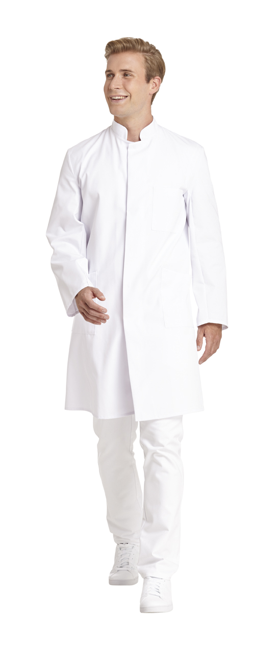 LEIBER-Jobwear, Herren-Arbeits-Mantel, Berufsmantel, Kittel, 1/1 Arm weiß