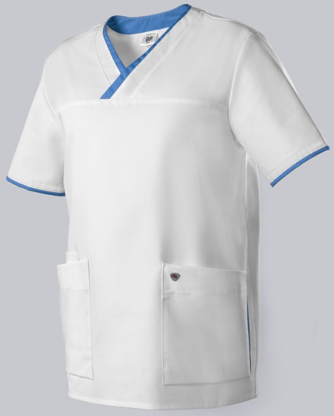 BP-Jobwear, Schlupfkasack, Arbeits-Berufs Kasack, Damen und Herren, weiss/azurblau