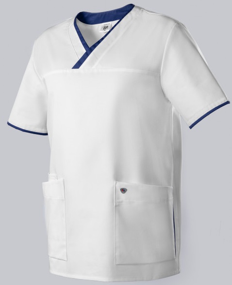 BP-Jobwear, Schlupfkasack, Arbeits-Berufs Kasack, Damen und Herren, weiss/nachtblau