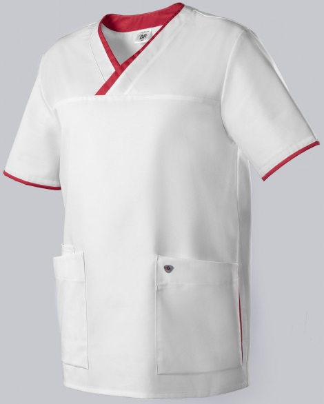 BP-Jobwear, Schlupfkasack, Arbeits-Berufs Kasack, Damen und Herren, weiss/koralle