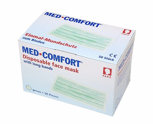 AMPRI-Hygiene, Einweg-Mundschutz, Einmal-Maske, MED COMFORT, 3-lagig zum Binden, limette, VE = 20 Pkg. á 50 Stück