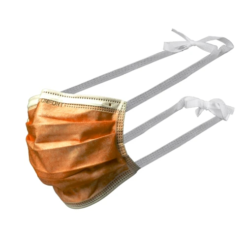 AMPRI-Hygiene, Einweg-Mundschutz, Einmal-Maske, MED COMFORT, 3-lagig zum Binden, orange, VE = 50 Stück