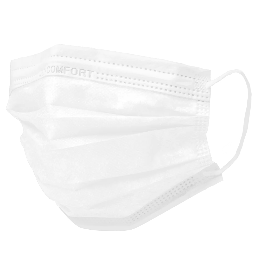 AMPRI-Hygiene, Einweg-Mundschutz, Einmal-Maske, MED COMFORT, 3-lagig, runde Elastikbänder, weiß, VE = 50 Stück