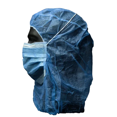 AMPRI-Hygiene, Einweg-Astronauten-Hauben, Einmalhauben, MED COMFORT, 2-lagig, mit Mundschutz, blau, VE = 100 Stück