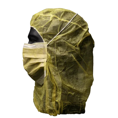 AMPRI-Hygiene, Einweg-Astronauten-Hauben, Einmalhauben, MED COMFORT, 2-lagig, mit Mundschutz, gelb, VE = 100 Stück