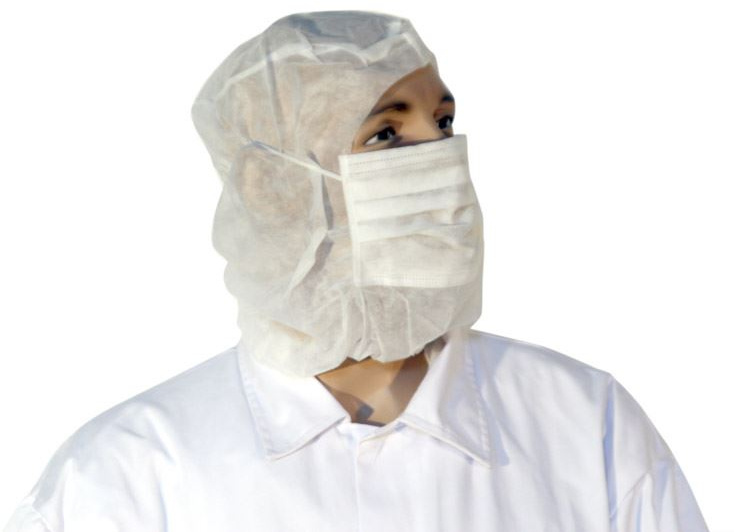 UNIVERSAL-Hygiene, Einweg-Einmal-Astrohaube mit Mundschutz aus PP-Vlies, weiß, Mundschutz 2-lagig, VE = 1 Pkg. á 100 Stk.