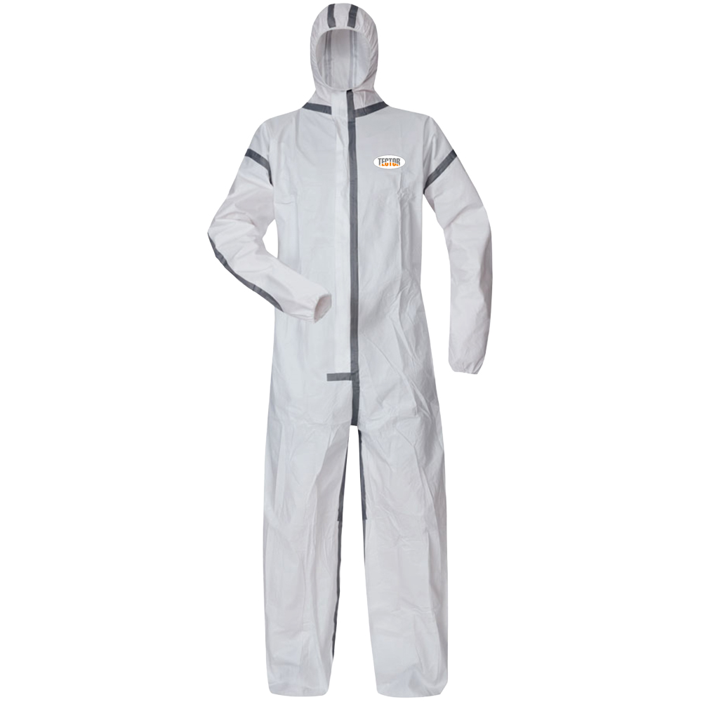 F-TECTOR-Hygiene, Einweg-Overall, Schutzanzug, Einmal-Schutzoverall, *STEGLITZ*, weiß