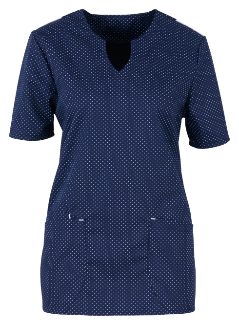 BEB-Jobwear, Damen-Schlupfkasack, 195 g/m², marine/weiß gepunktet