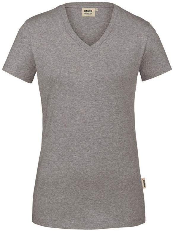 HAKRO-Jobwear, Damen-V-Shirt, Arbeitsshirt, Stretch, 170 g / m², grau meliert