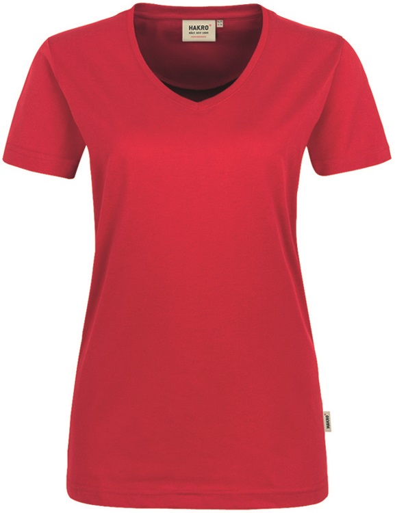 HAKRO-Jobwear, Damen-T-Shirt, Arbeitsshirt, V-Ausschnitt Performance, rot
