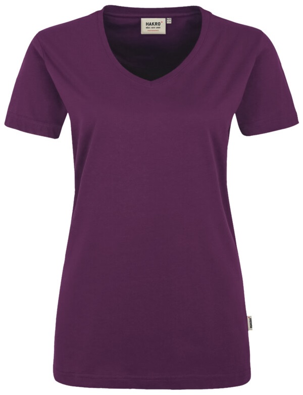 HAKRO-Jobwear, Damen-T-Shirt, Arbeitsshirt, V-Ausschnitt Performance, aubergine