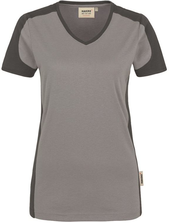 HAKRO-Jobwear, Damen-V-Shirt-Contrast, Arbeitsshirt, Performance, titan