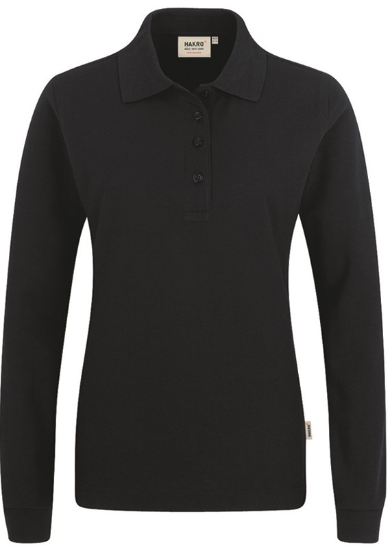 HAKRO-Jobwear, Damen-Longsleeve-Poloshirt, Arbeitsshirt, Performance, schwarz