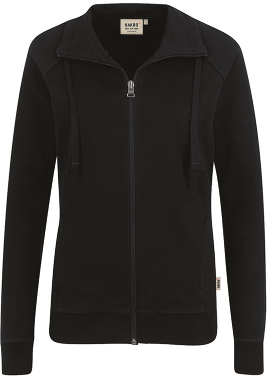 HAKRO-Jobwear, Damen-Sweat-Jacke, Sweat-Arbeits-Berufs-Jacke, College, schwarz