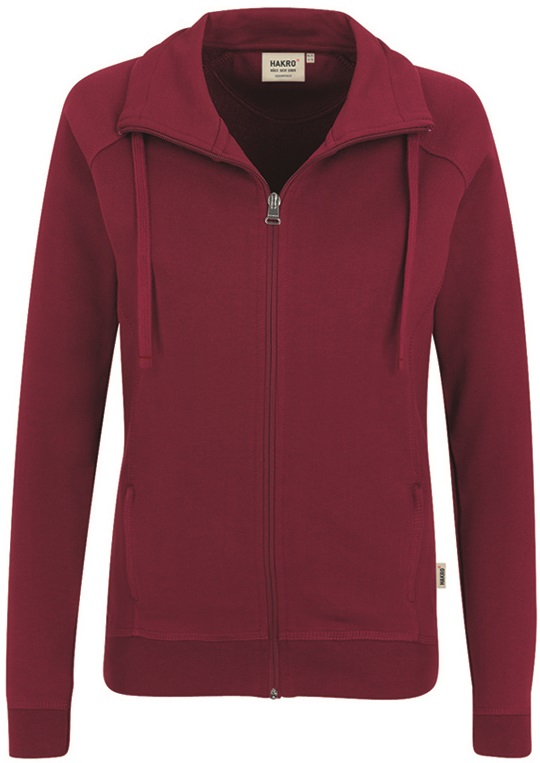 HAKRO-Jobwear, Damen-Sweat-Jacke, Sweat-Arbeits-Berufs-Jacke, College, weinrot