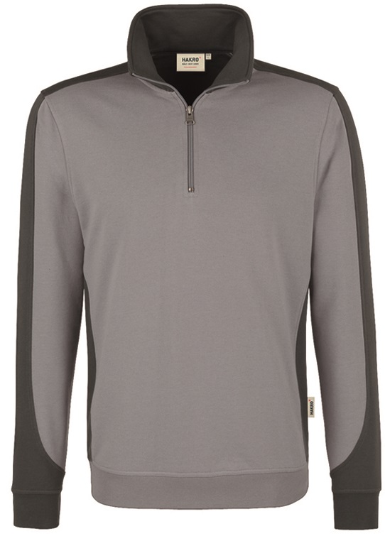 HAKRO-Jobwear, Zip-Sweatshirt, Arbeitsshirt,-Contrast Performance, titan