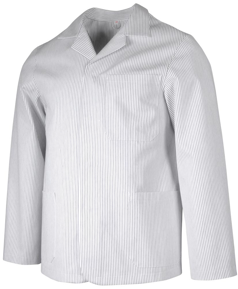 Teamdress-Jobwear, Food-HACCP-Schlachterjacke, Arbeits-Berufs-Jacke, schwarz feingestreift