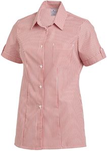 LEIBER-Jobwear, Damenbluse, Arbeits-Bluse, 1/2 Arm, wei/rot