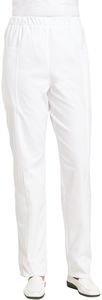LEIBER-Jobwear, Damen-Arbeits-Berufs-Hose, Bundhose, Classic Style, 210 g, wei/apfelgrn-bottle-green