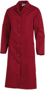 LEIBER-Jobwear, Damen-Arbeits-Mantel, Berufsmantel, Kittel, 1/1 lang, 1/1 Arm, bordeaux