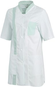 LEIBER-Jobwear, Hosenkasack, Arbeits-Berufs-Kasack, 1/2 Arm, Webstreifen, wei�/mint