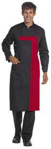 LEIBER-Jobwear, Latzschrze, Gastro-Arbeits-Berufs-Schrze, Vorbinder, 100 cm, schwarz/rot