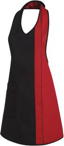 LEIBER-Jobwear, Damen-Latzschrze, Gastro-Arbeits-Berufs-Schrze, Vorbinder, ca. 215g/m, schwarz/rot