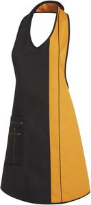 LEIBER-Jobwear, Damen-Latzschrze, Gastro-Arbeits-Berufs-Schrze, Vorbinder, ca. 215g/m, schwarz/sun