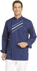 LEIBER-Jobwear, Kochjacke, 3-fache Kontrastpaspelierung, blau