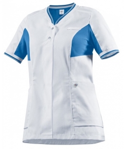 BP-Jobwear, Damenkasack, Arbeits-Berufs-Kasack, Komfort, Silver II, wei/azurblau