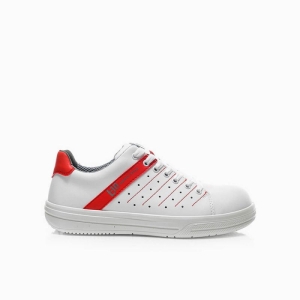 ELTEN-Withe-Line, O1-Arbeits-Berufs-Schuhe, NORRIS WHITE-RED LOW, halbhoch, ESD, rot/wei�