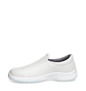 ABEBA-Withe-Line, O2-Uni6-Damen- und Herren-Sicherheits-Arbeits-Berufs-Slipper, ESD, wei