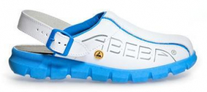 ABEBA-Withe-Line, OB-Damen- und Herren-Arbeits-Berufs-Clogs, wei/blau