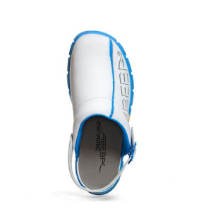 ABEBA-Withe-Line, OB-Damen- und Herren-Arbeits-Berufs-Clogs, wei/blau