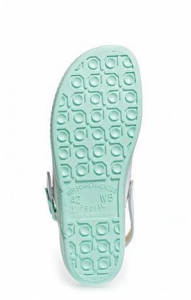 ABEBA-Withe-Line, OB-Damen-Arbeits-Berufs-Clogs, mint / wei