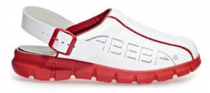 ABEBA-Withe-Line, OB-Damen- u. Herren-Arbeits-Berufs-Clogs, wei/rot
