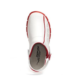 ABEBA-Withe-Line, OB-Damen- u. Herren-Arbeits-Berufs-Clogs, wei/rot