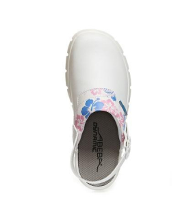 ABEBA-Withe-Line, OB-A-micro-Damen-Arbeits-Berufs-Clogs, wei gemustert