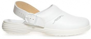 ABEBA-Withe-Line, OB-Damen-Arbeits-Berufs-Clogs, A-micro, wei