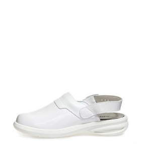 ABEBA-Withe-Line, OB-Damen-Arbeits-Berufs-Clogs, A-micro, wei