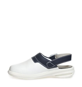 ABEBA-Withe-Line, OB-Damen- u. Herren-Arbeits-Berufs-Clogs, Easy, wei/blau