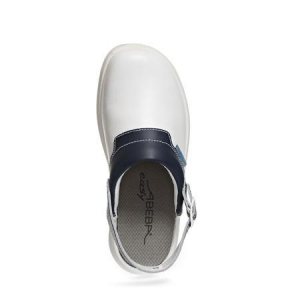 ABEBA-Withe-Line, OB-Damen- u. Herren-Arbeits-Berufs-Clogs, Easy, wei/blau