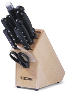 DICK-Koch-Schlachter-Werkzeug, Holz-Messerblock massiv, gestanzte Bestckung