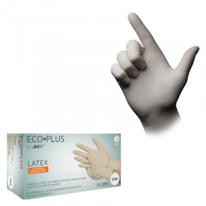 Ampri-Hygiene, Einweg-Latex-Einmal-Untersuchungs-Handschuhe, ECO PLUS, puderfrei, transparent, Pkg � 100 St�ck, VE = 10 Pkg.